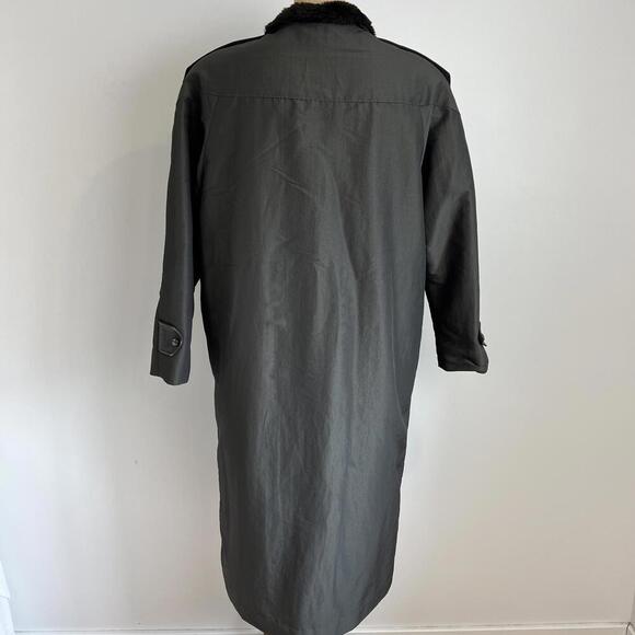 Vintage Fennelli Women's Size L XL Black Leather Faux Fur Trim Overcoat Jacket - Picture 6 of 15